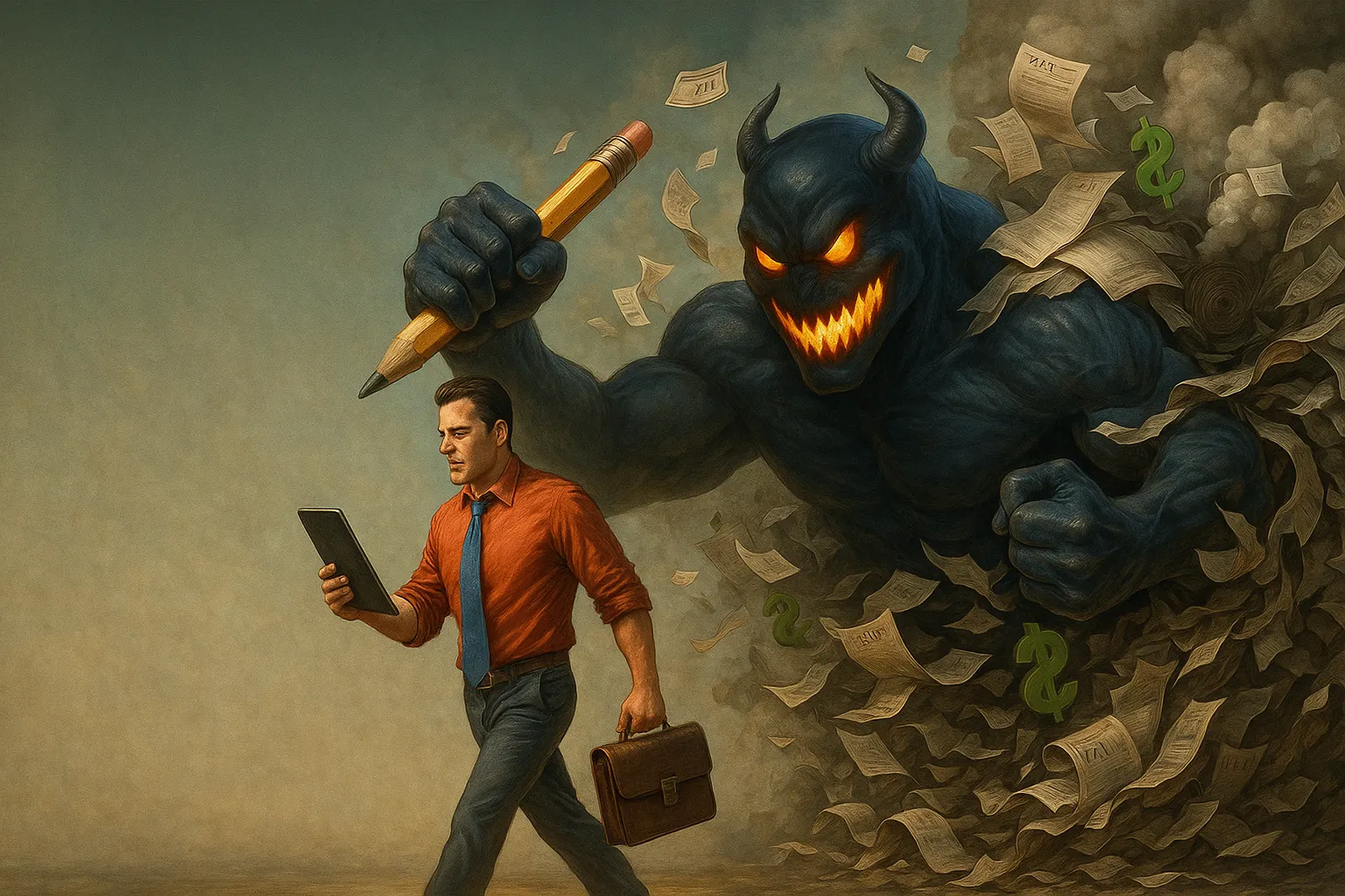 Vorher: Papierstapel, Nachher: Aufgeräumter digitaler Ordner in Himmel Archivierung